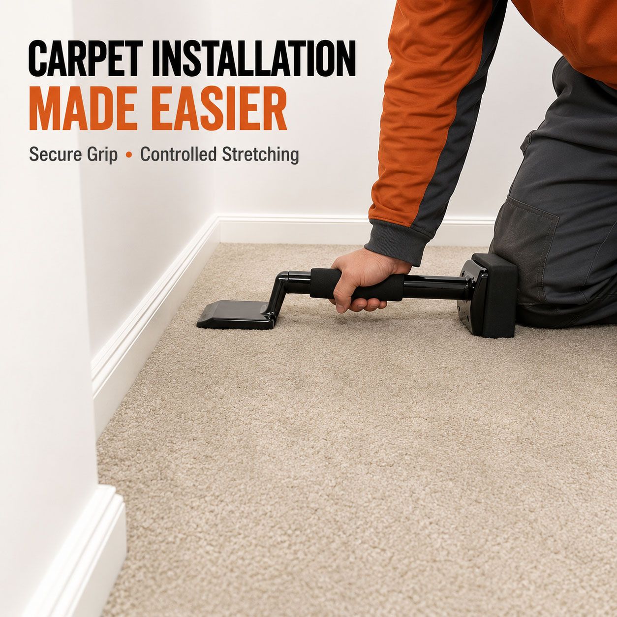 Carpet Knee Kicker Installation Tool with Steel Gripping Teeth & Foam Handle view 2