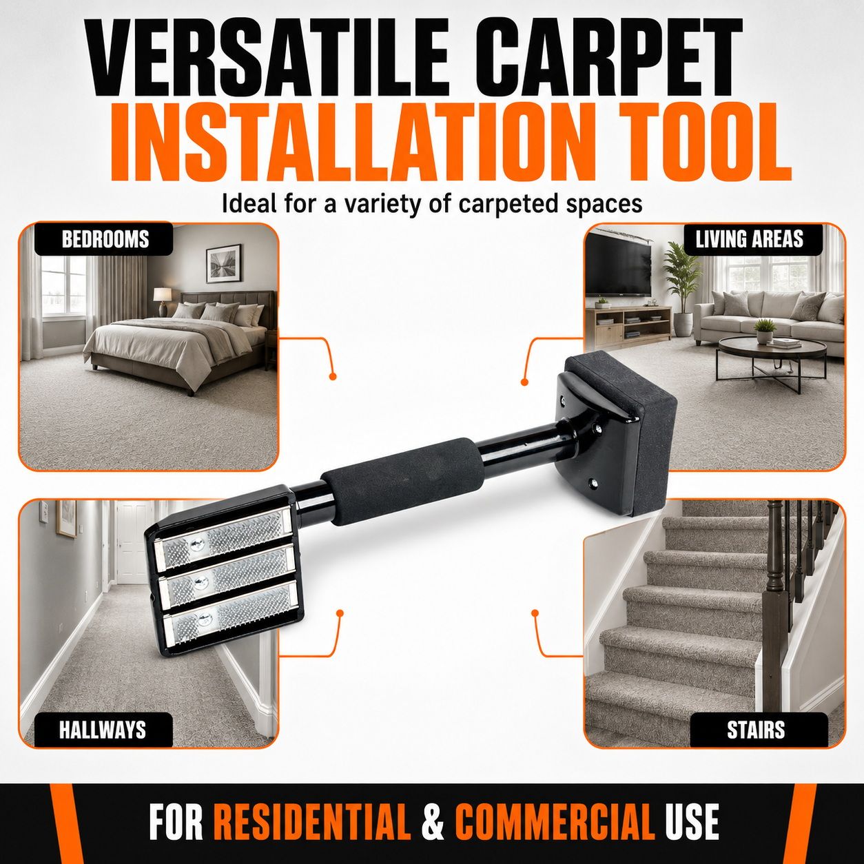 Carpet Knee Kicker Installation Tool with Steel Gripping Teeth & Foam Handle view 9