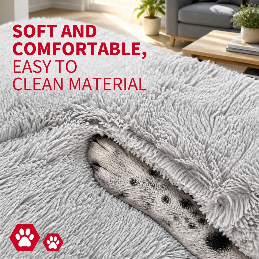 Pet Dog Bed Bedding Warm Plush Round Comfortable Dog Nest Light Grey Large view 5