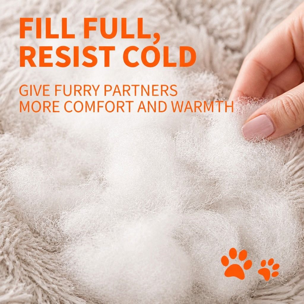 Pet Dog Bed Bedding Warm Plush Round Comfortable Dog Nest Light Grey M 70cm view 6