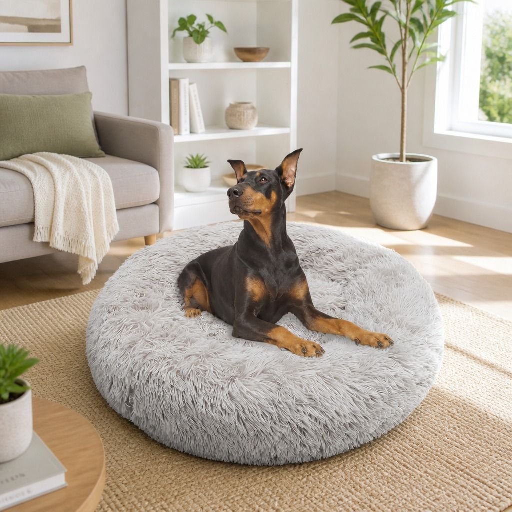 Pet Dog Bed Bedding Warm Plush Round Comfortable Dog Nest Light Grey M 70cm view 12