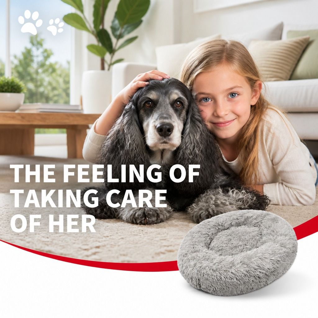 Pet Dog Bed Bedding Warm Plush Round Comfort Dog Nest Light Grey kennel XL 100cm view 11