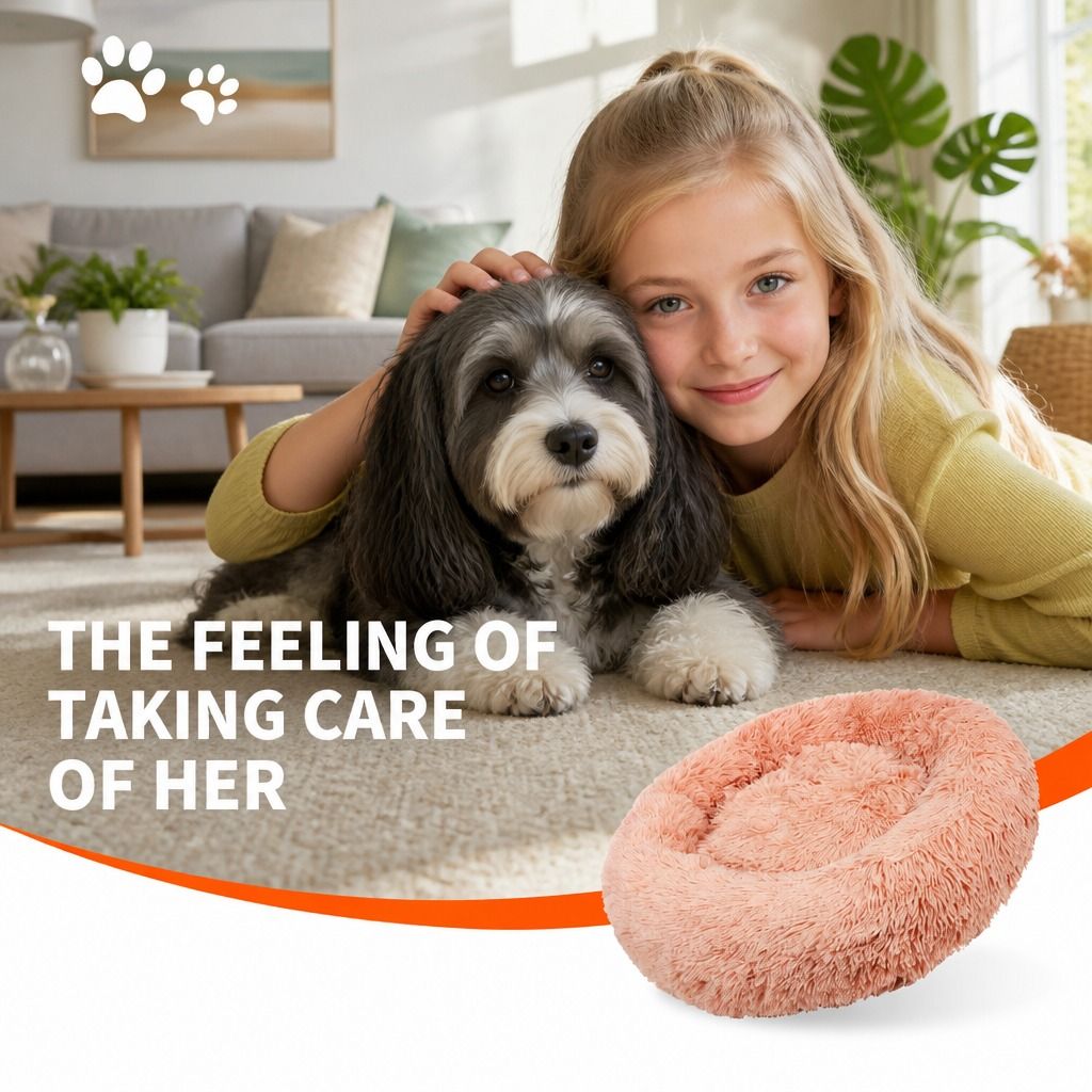 Pet Dog Bedding Warm Plush Round Comfortable Nest Comfy Sleep kennel Pink XXL view 11