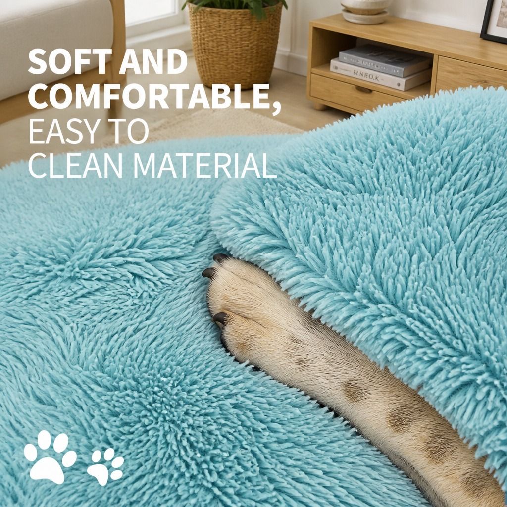 Pet Dog Bed Warm Plush Round Comfortable Nest Comfy Sleeping kennel Green M 70cm view 5