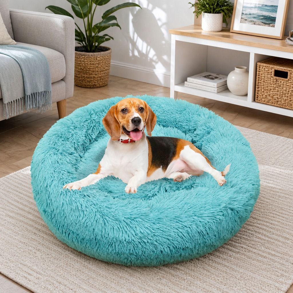 Pet Dog Bed Warm Plush Round Comfortable Nest Comfy Sleeping kennel Green M 70cm view 11