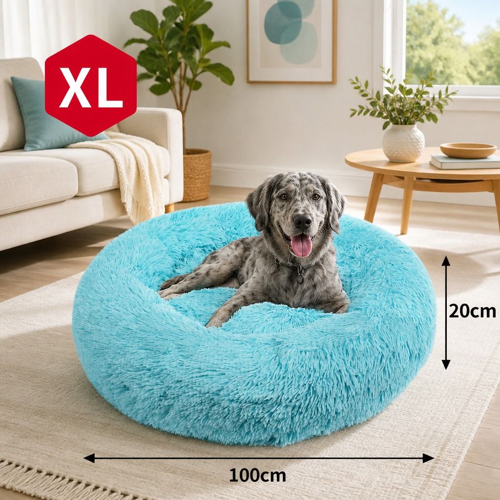 Pet Dog Bedding Warm Plush Round Comfortable Nest Comfy Sleep kennel Green 100cm view 3