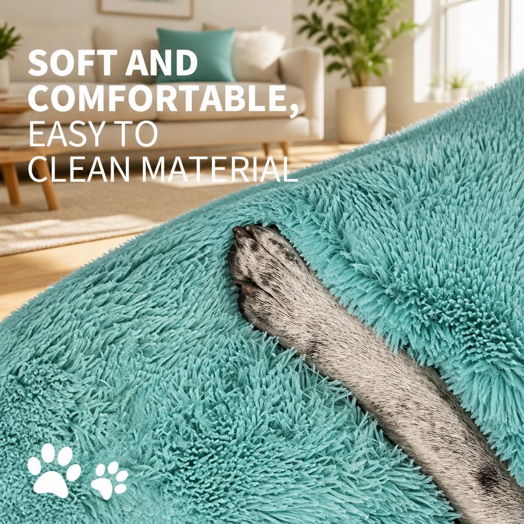 Pet Dog Bedding Warm Plush Round Comfortable Nest Comfy Sleep kennel Green 100cm view 6