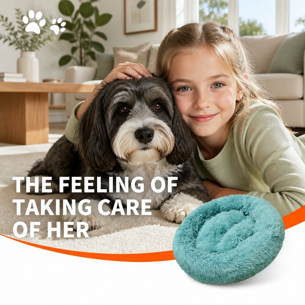 Pet Dog Bedding Warm Plush Round Comfortable Nest Comfy Sleep kennel Green 100cm view 11