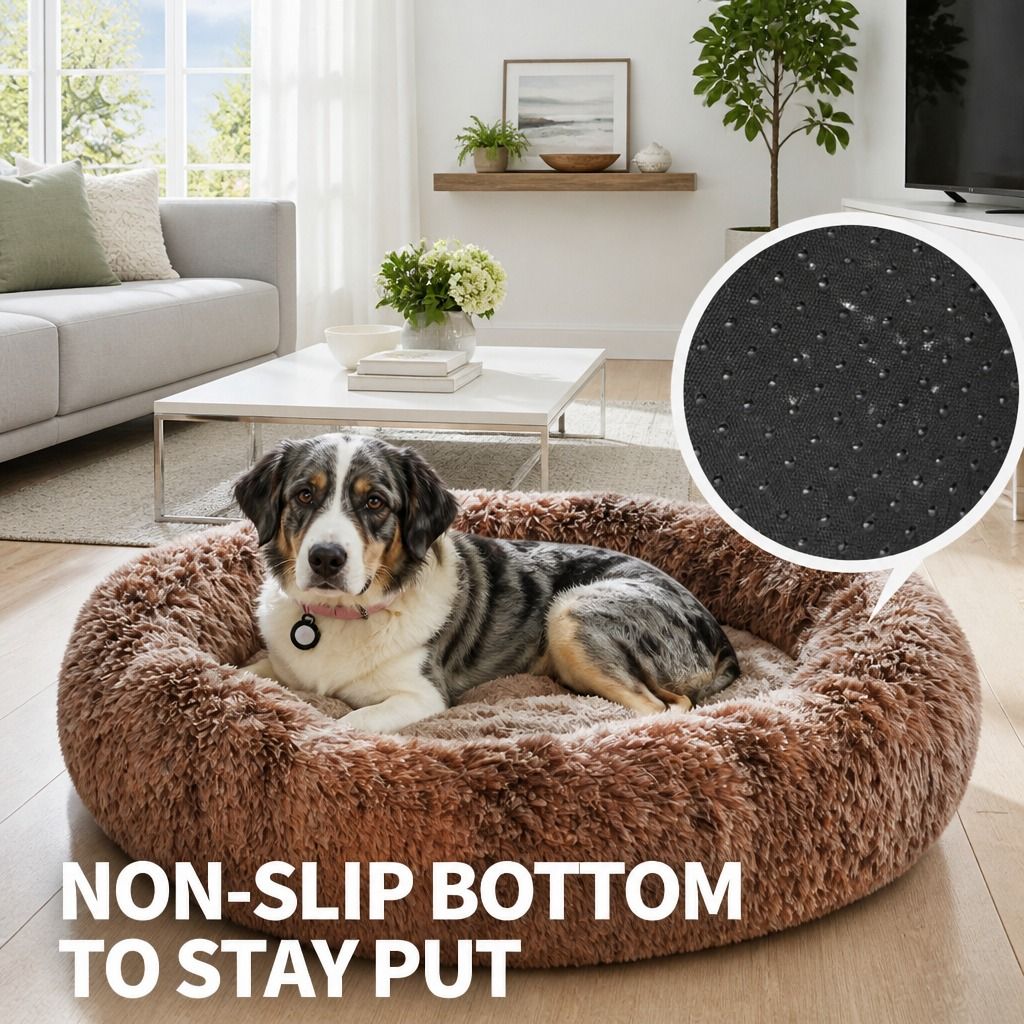 Dog Cat Pet Calming Bed Warm Soft Plush Round Nest Comfy Sleeping Kennel Cave 70 view 9