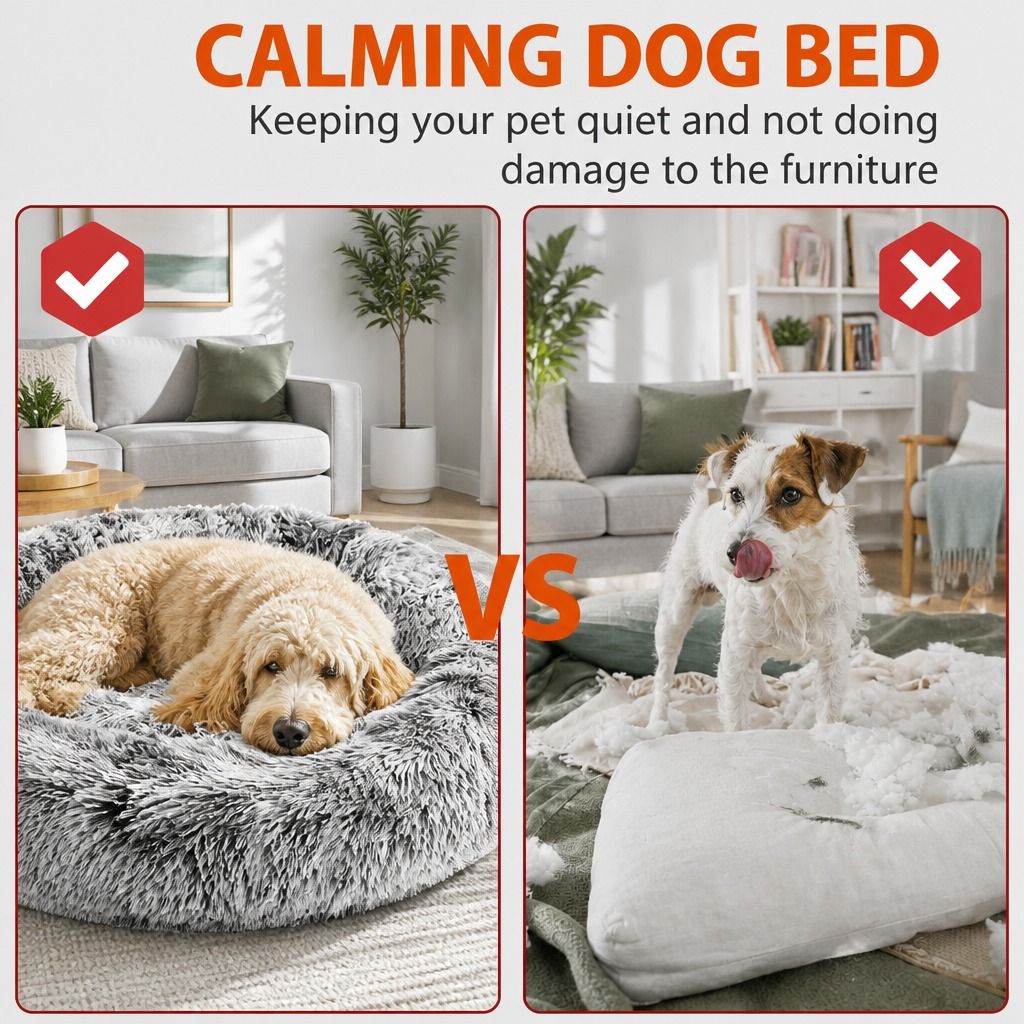 Pet Bed Dog Cat Calming Bed Sleeping Comfy Cave Washable Mat Extra Large 100cm view 3