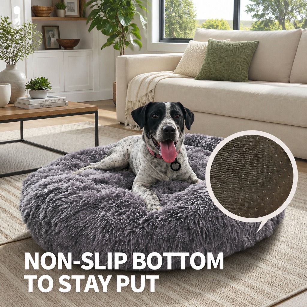 Dog Cat Pet Calming Bed Washable ZIPPER Cover Warm Soft Plush Round Sleeping 70 view 8