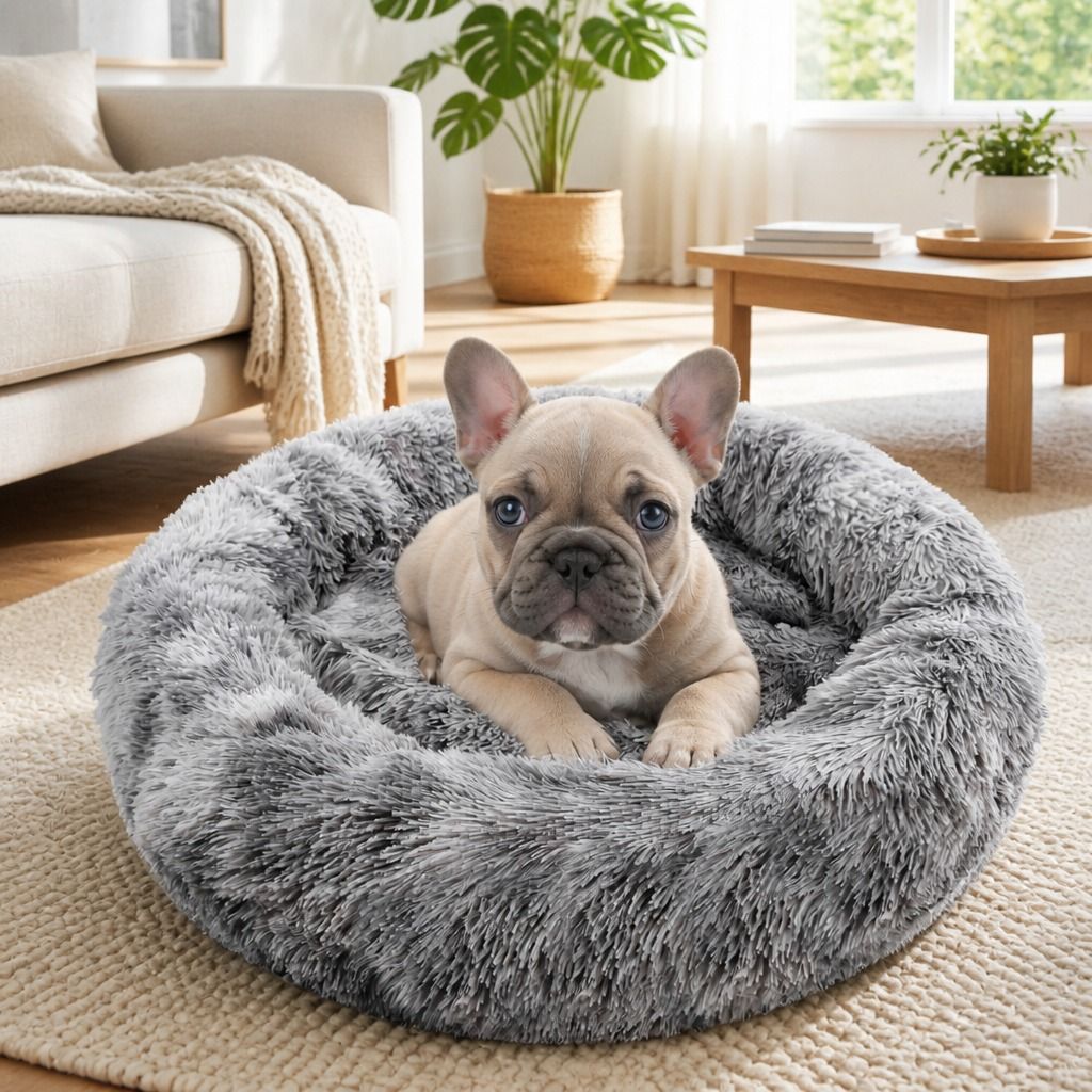 Dog Cat Pet Calming Bed Washable ZIPPER Cover Warm Soft Plush Round Sleeping 70 view 11