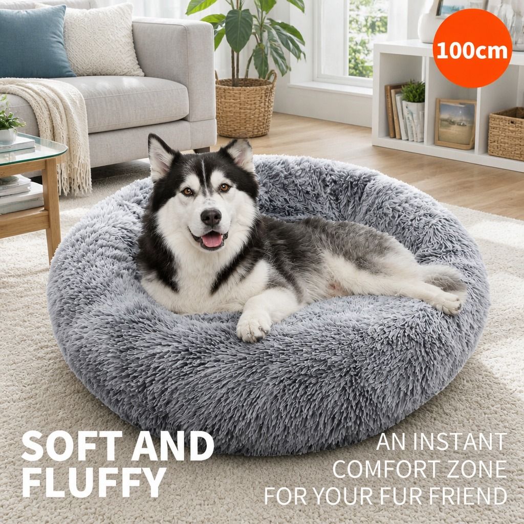Pet Dog Cat Calming Bed Warm Soft Plush Sleeping Kennel Removable Washable 120cm view 2
