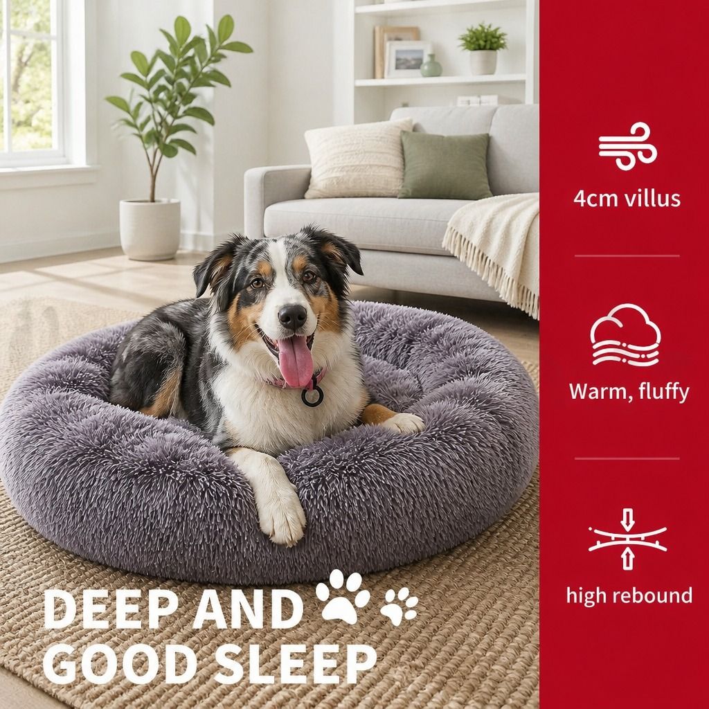 Pet Dog Cat Calming Bed Warm Soft Plush Sleeping Kennel Removable Washable 120cm view 5