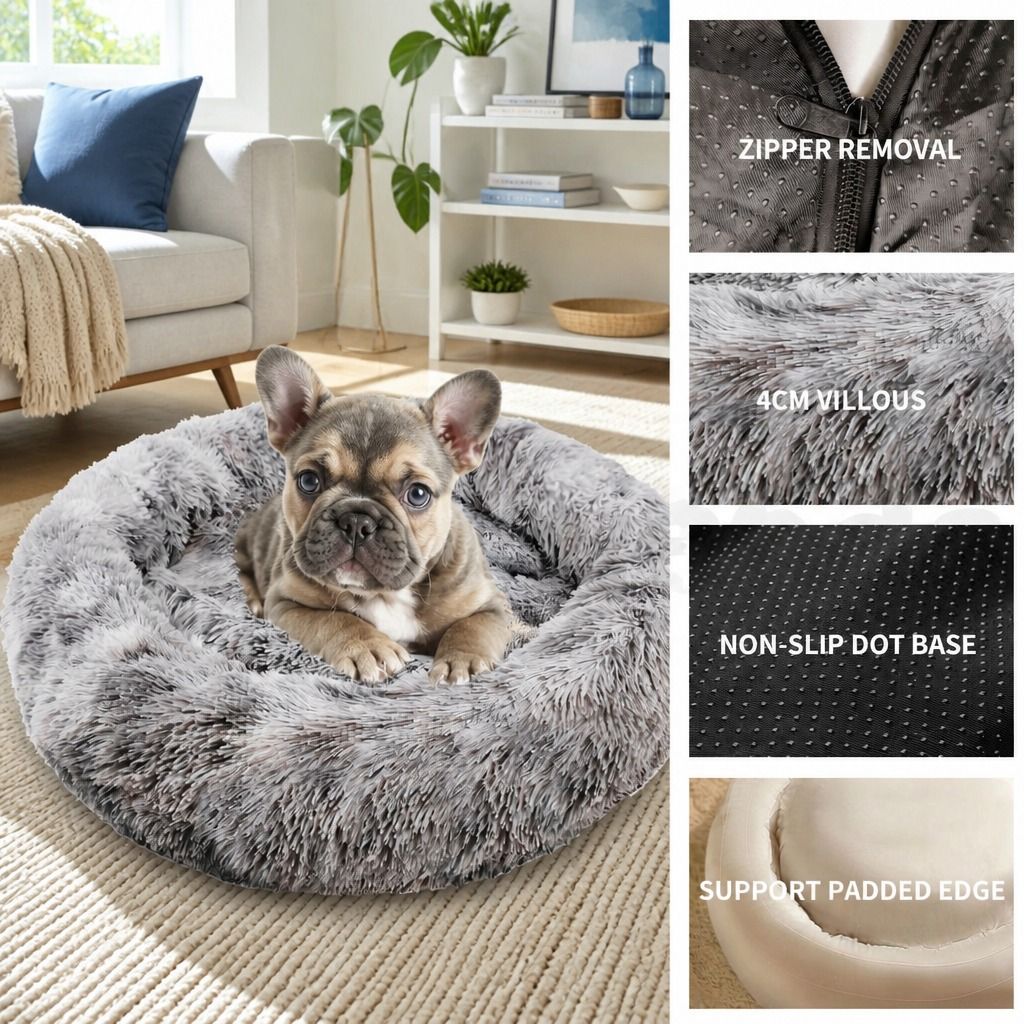 Pet Dog Cat Calming Bed Warm Soft Plush Sleeping Kennel Removable Washable 120cm view 8