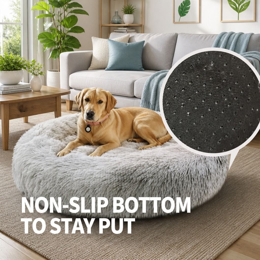 Dog Cat Pet Calming Bed Washable ZIPPER Cover Warm Soft Plush Round Sleeping 100 view 8