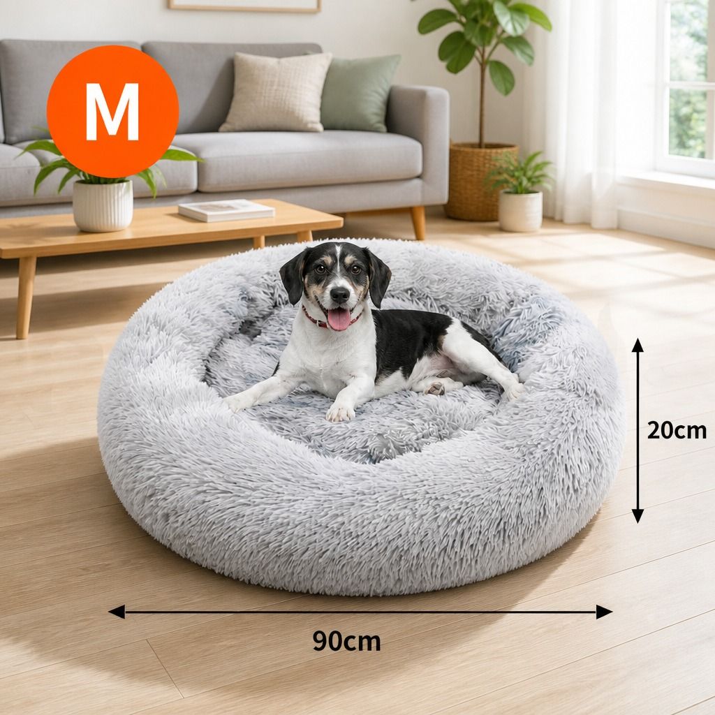 Pet Bed Dog Cat Large Beds Calming Warm Soft Cushion Mattress Plush Comfy 90cm view 3