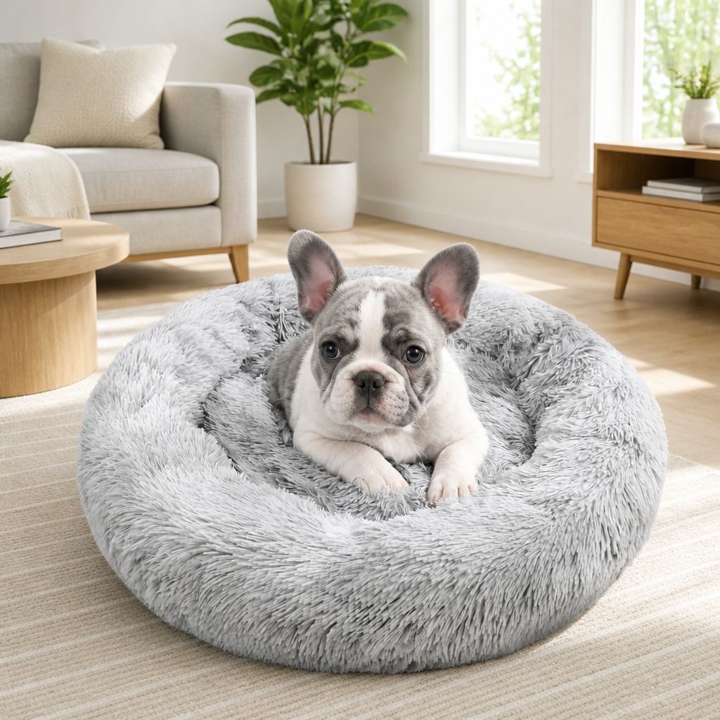 Dog Cat Pet Calming Bed Warm Soft Plush Round Nest Comfy Sleeping Washable Zip view 11
