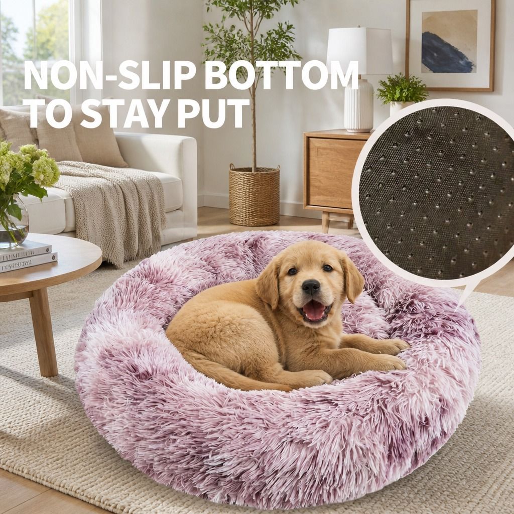 Dog Cat Pet Calming Bed Warm Soft Plush Round Nest Comfy Sleeping Kennel Cave 90 view 9