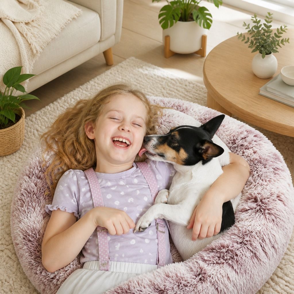 Dog Cat Pet Calming Bed Warm Soft Plush Round Nest Comfy Sleeping Kennel Cave 90 view 11