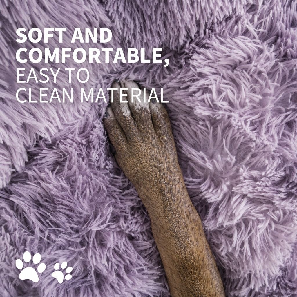 Dog Cat Pet Calming Bed Warm Soft Plush Round Nest Comfy Sleeping Cave MEL 120cm view 5