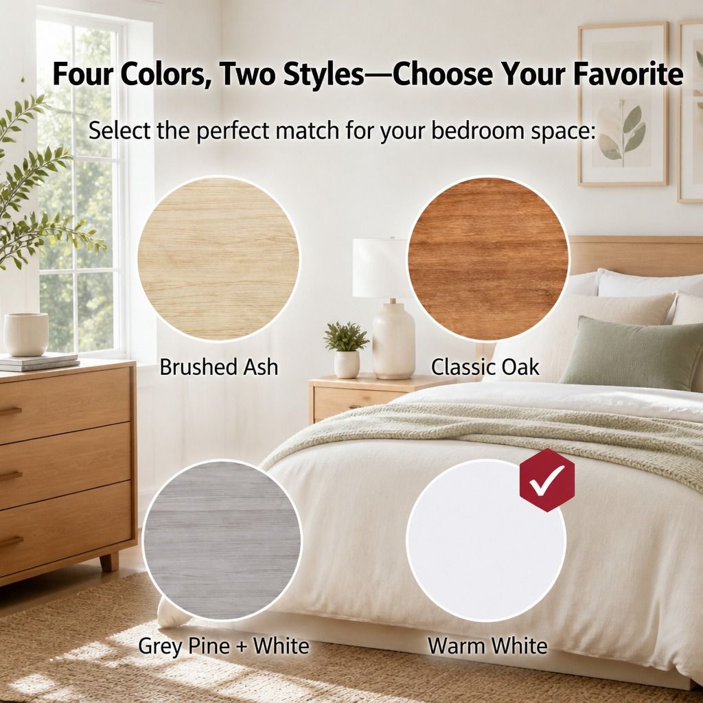 HYGGO White Nightstand Bedside Table with Drawers Minimalist Tall Bookshelf view 5