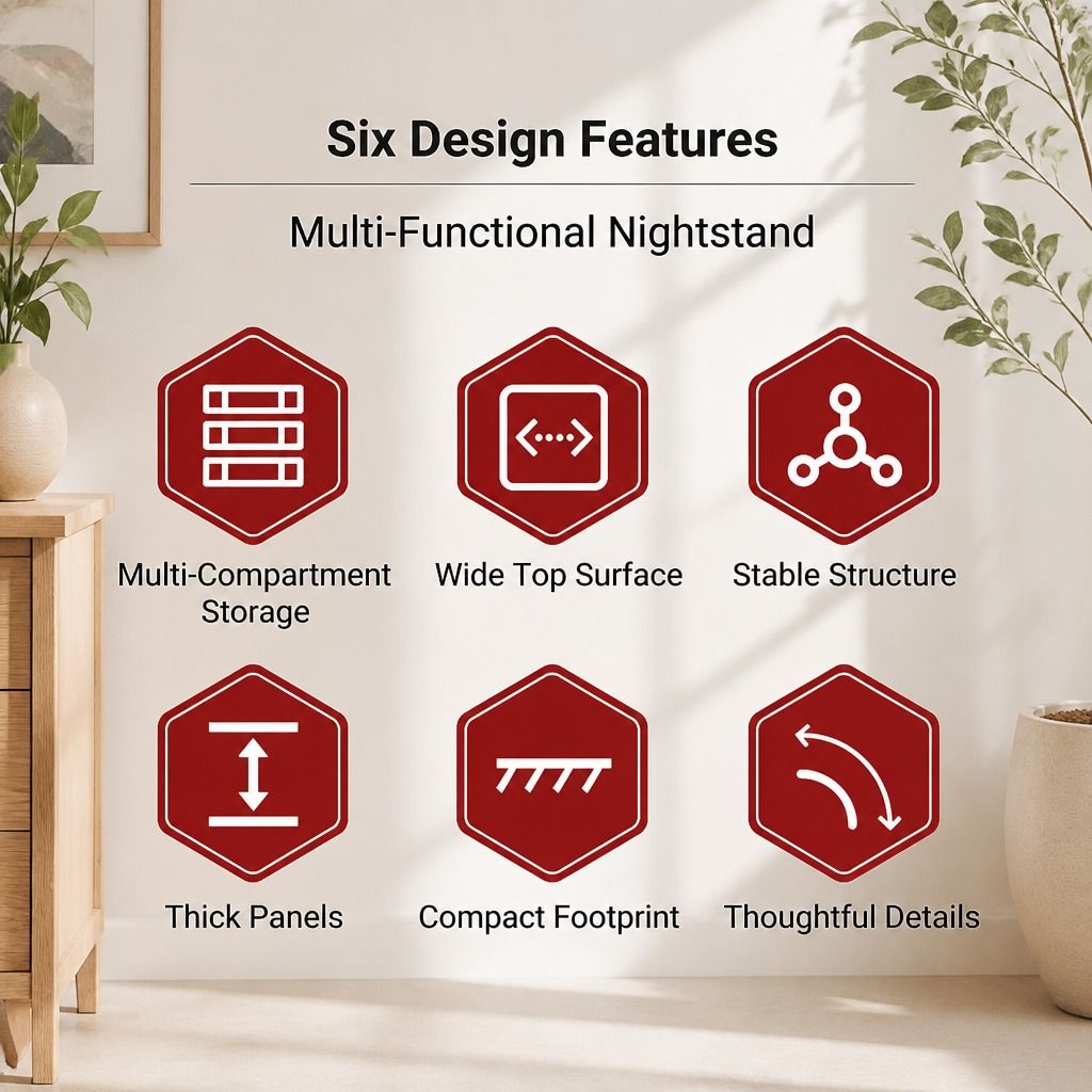 HYGGO Wooden Bedside Table Nightstand Drawer Storage Minimalist Multi-Functional view 3