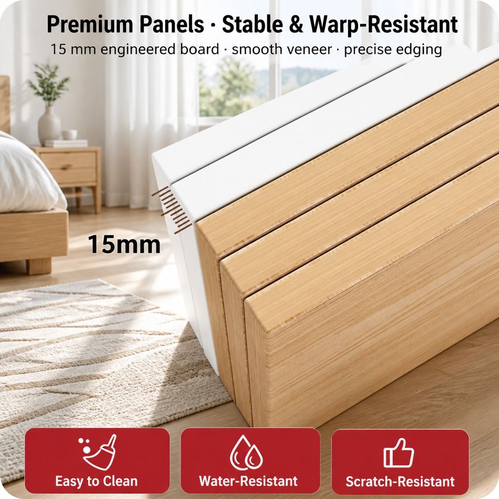 HYGGO Wooden Bedside Table Nightstand Drawer Storage Minimalist Multi-Functional view 9