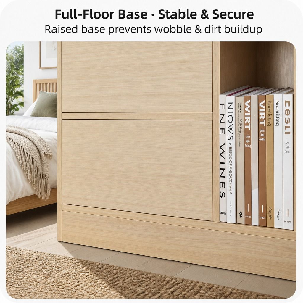 HYGGO Light Wood Bedside Table Drawer Nightstand Open Shelf Storage Tray view 12