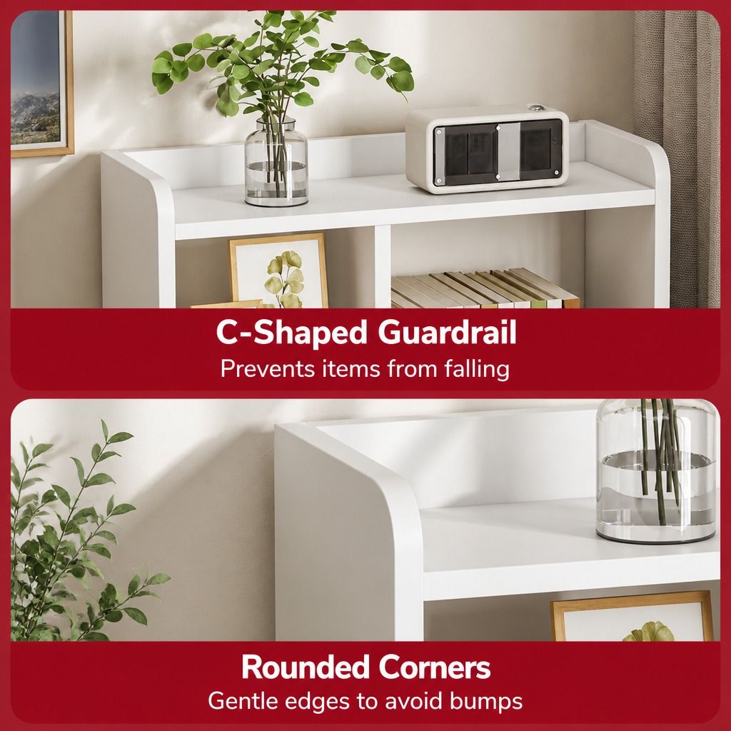 HYGGO White Nightstand Drawer Shelf Storage Tray Wooden Knob Bedside Table view 6