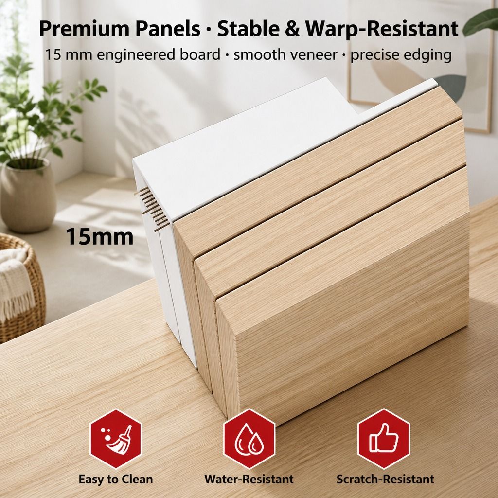 HYGGO Two-Tone Bedside Table Nightstand Drawer Storage Wooden Legs White Wood view 8