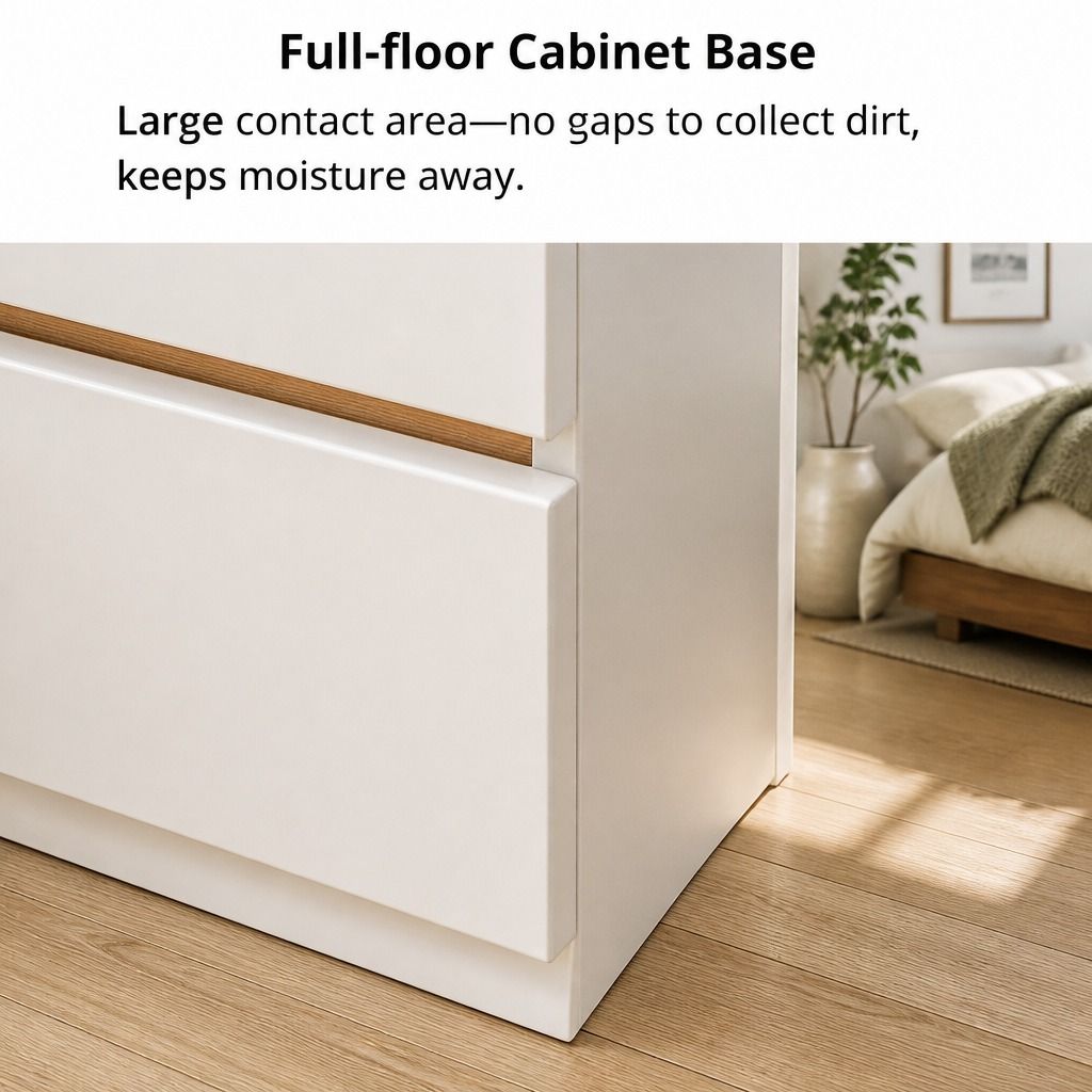 HYGGO Bedside Table Drawer Nightstand Warm White Open Storage Compact 47cm Modern view 8