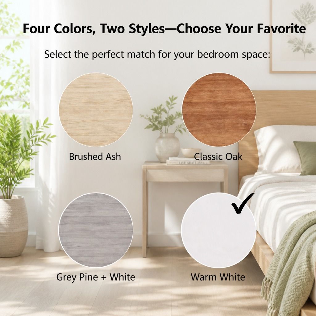 HYGGO Bedside Table Drawer Nightstand Warm White Open Storage Compact 47cm Modern view 9