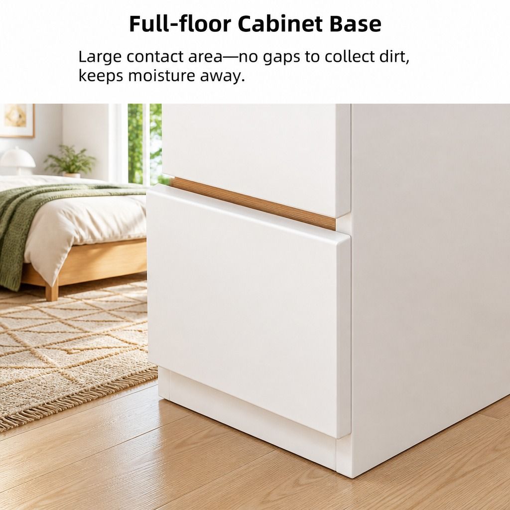 HYGGO Bedside Table Drawer Nightstand Warm White Triple Drawer Finger Pull Modern view 8