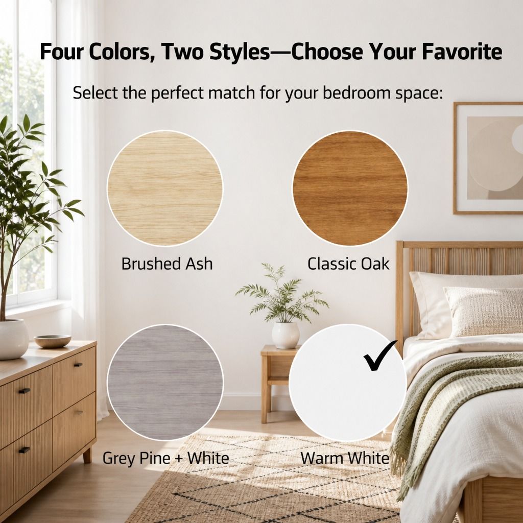 HYGGO Bedside Table Drawer Nightstand Warm White Triple Drawer Finger Pull Modern view 9