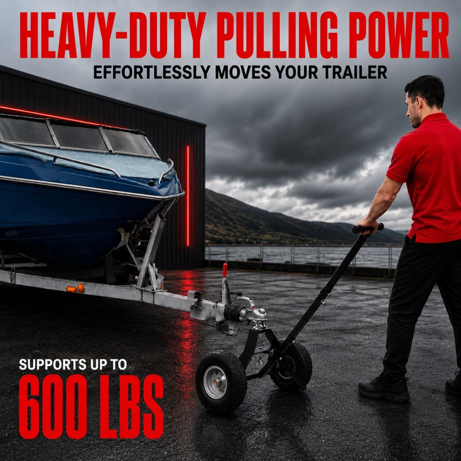 600lbs Trailer Dolly with 48mm Ball Solid Tires Portable Tow Dolly Wheel Tow view 2