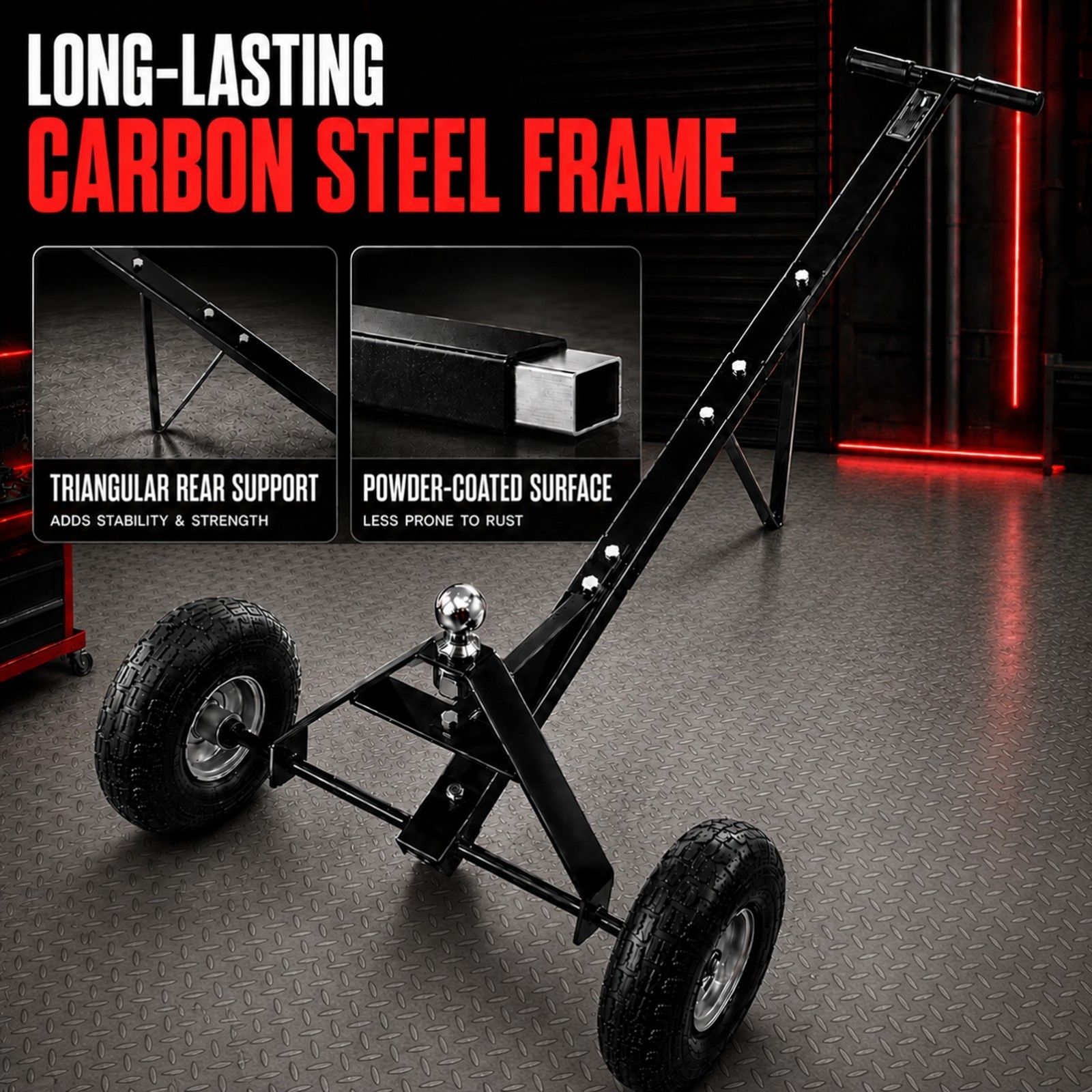 600lbs Trailer Dolly with 48mm Ball Solid Tires Portable Tow Dolly Wheel Tow view 4