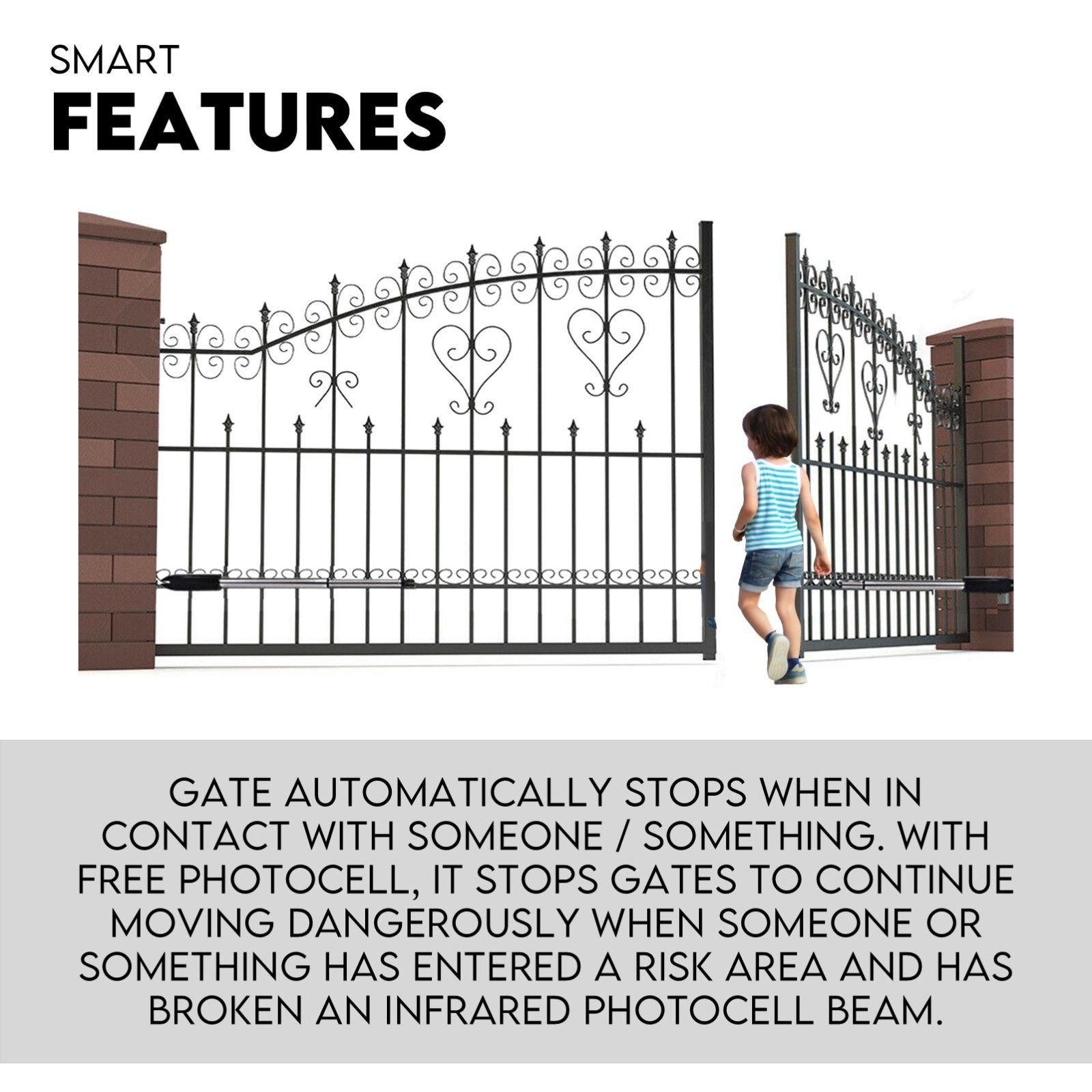 Full Solar Automatic 40W Double Swing Gate Opener Remote Keypad Control view 2