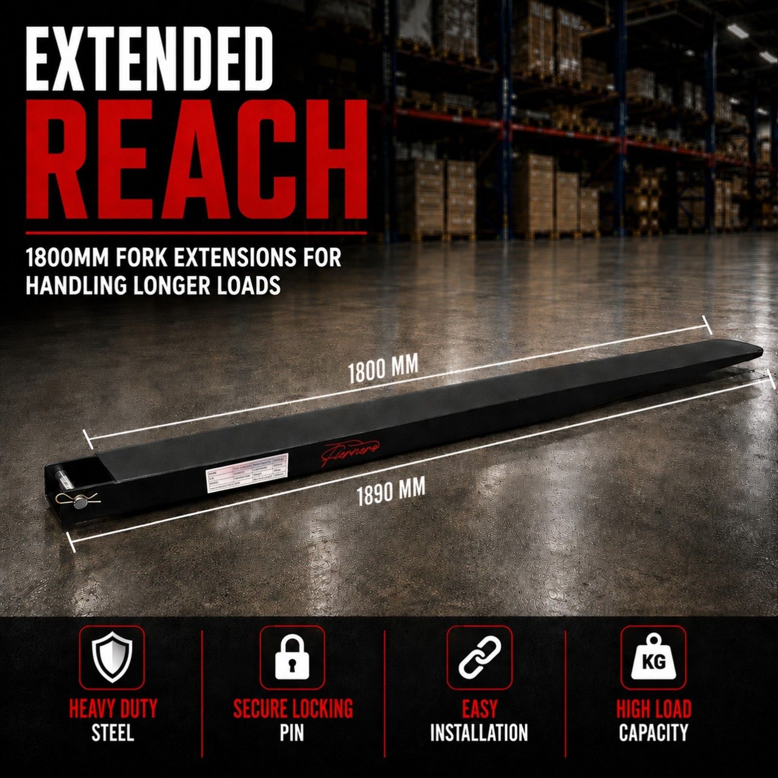 1800mm Forklift Fork Tynes Extension Slippers Heavy Duty Tynes view 3