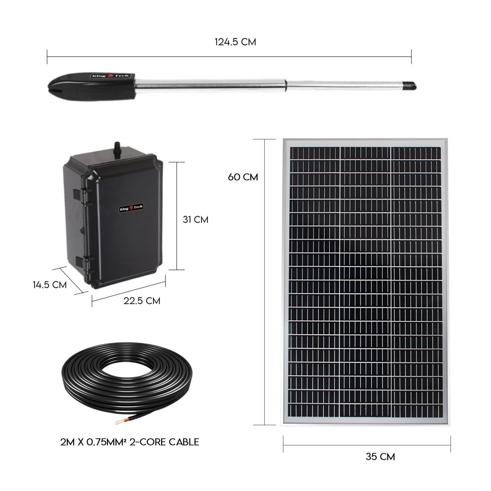 40W Full Solar Powered Automatic Remote Single Swing Gate Opener Battery view 4