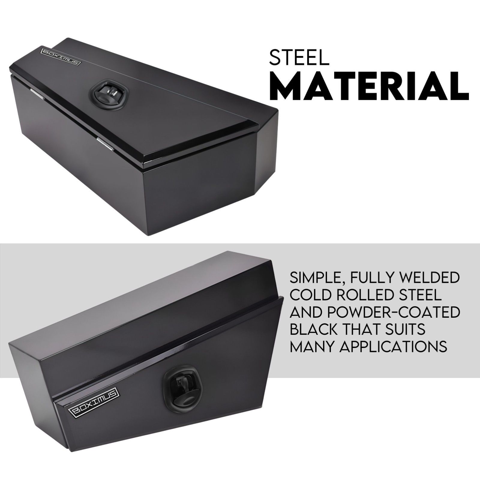 Under Tray Tool Box Underbody Pair Set 750mm Black Steel view 2