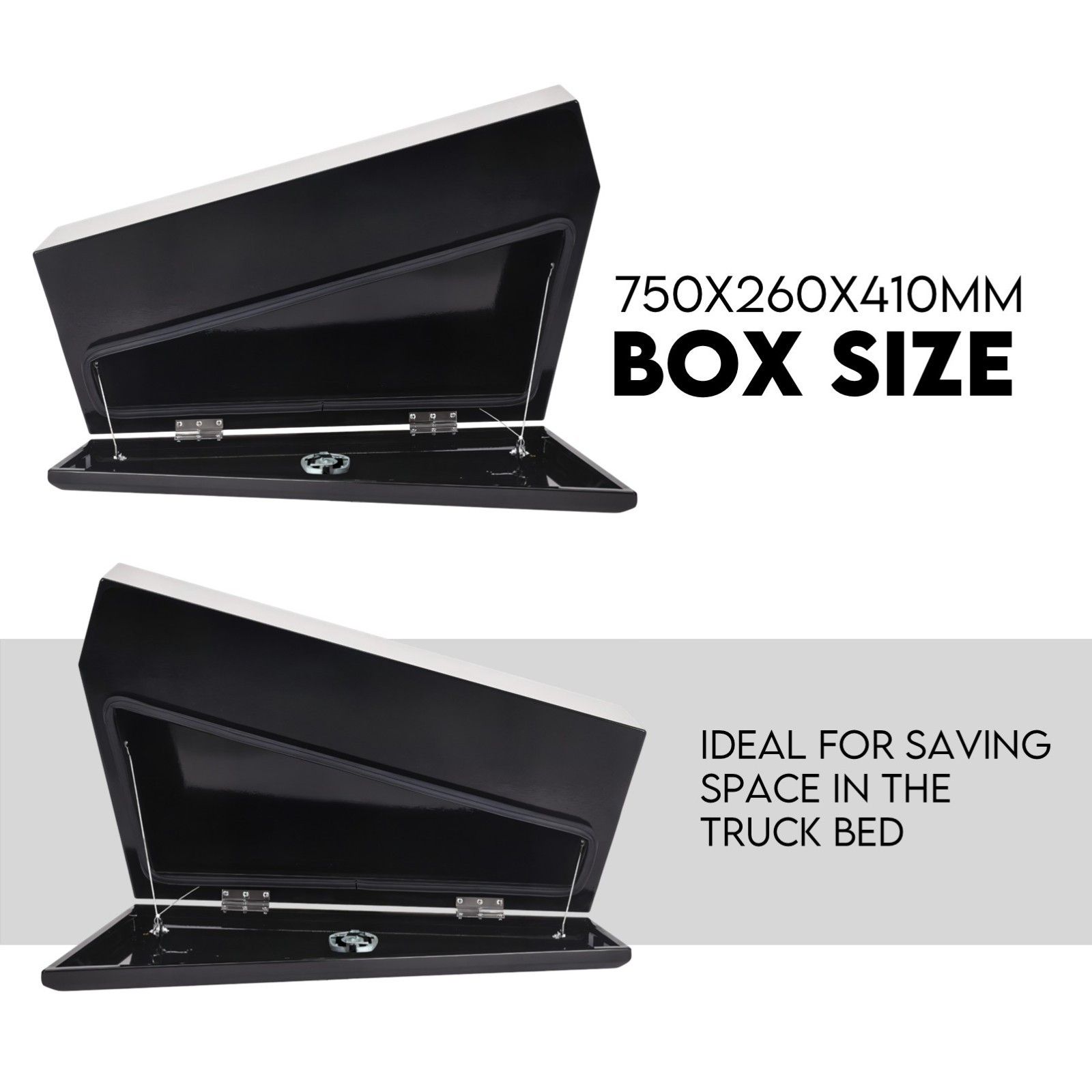 Under Tray Tool Box Underbody Pair Set 750mm Black Steel view 3