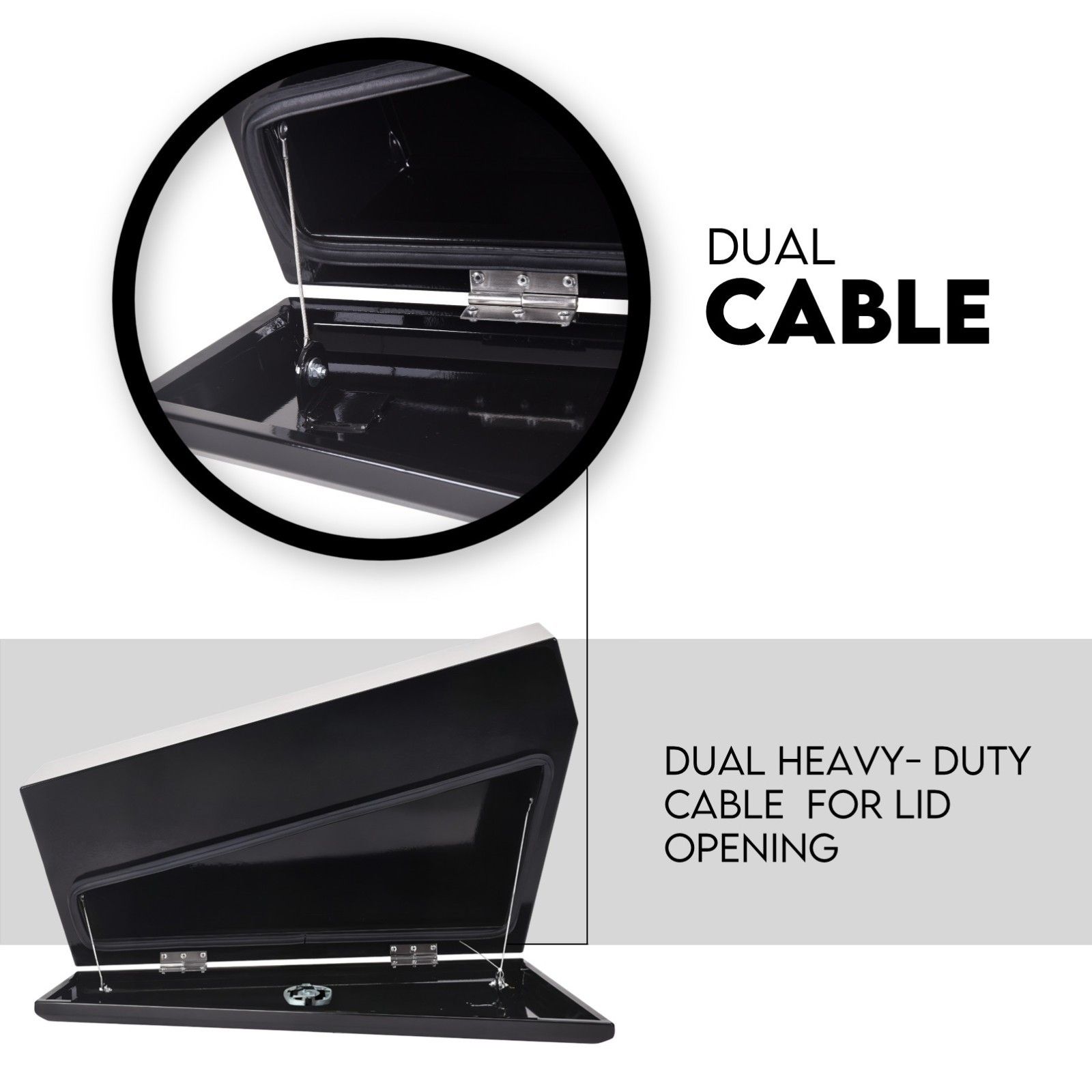 Under Tray Tool Box Underbody Pair Set 750mm Black Steel view 5