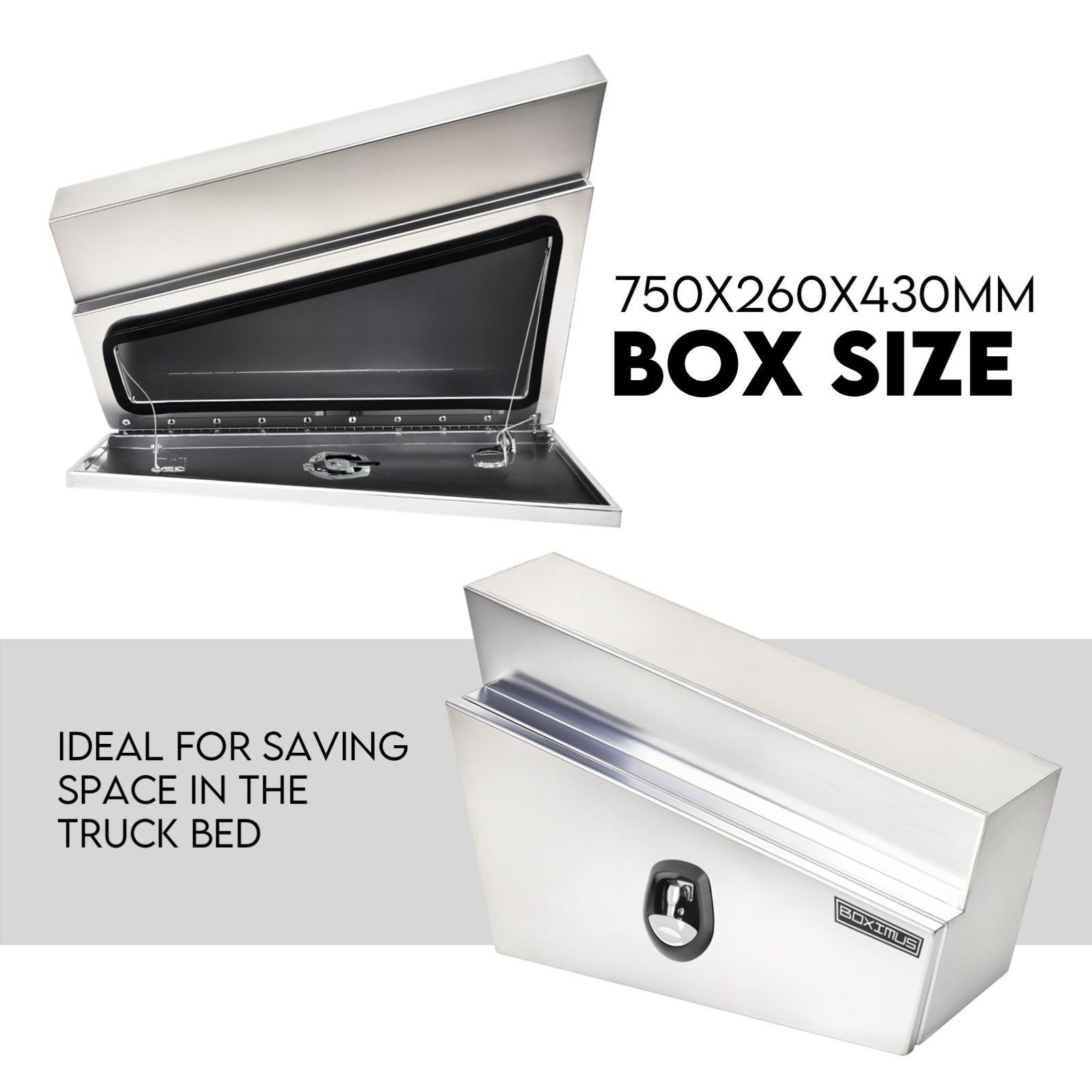 Under Tray Tool Box Underbody Pair Set 750mm Aluminium view 3