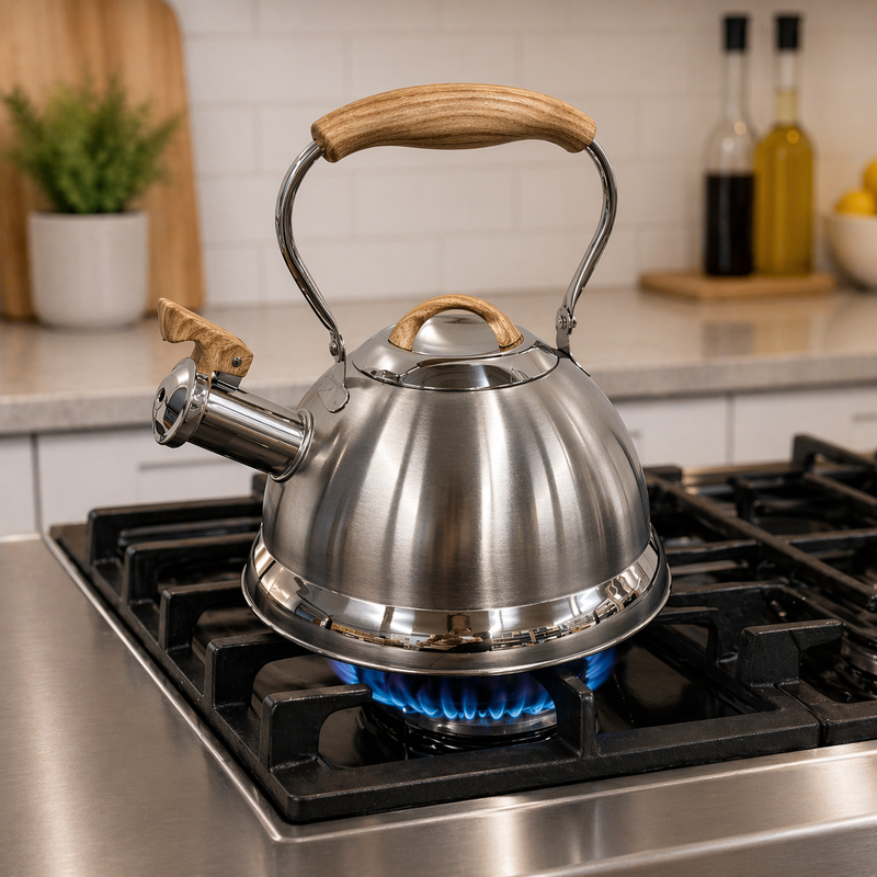2.8L Whistling Kettle Stainless Steel Foldable Handle Camping Home Office Silver view 2