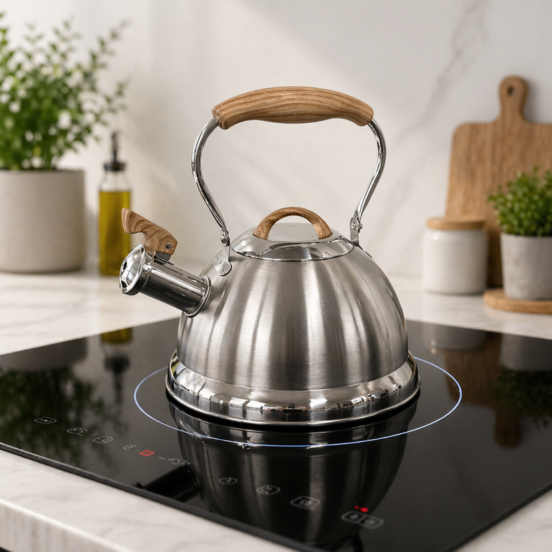 2.8L Whistling Kettle Stainless Steel Foldable Handle Camping Home Office Silver view 7