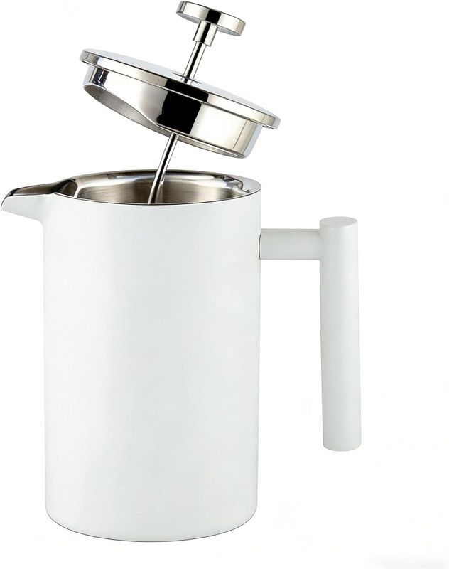 White French Press Coffee Maker 1000ml with Coffee Bean Can + Extra Filter view 3