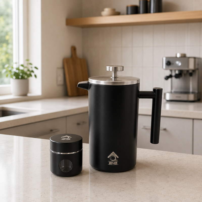 Black French Press Coffee Maker 350ml with Coffee Bean Can + Extra Filter Gift Set view 7