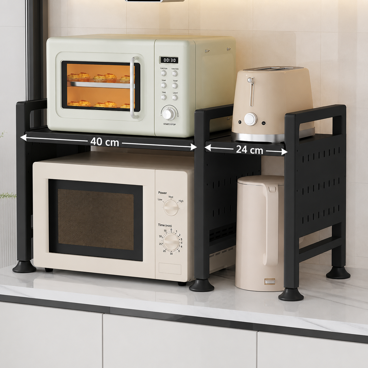Multifunctional Microwave Shelf Storage Cutlery Tray Spice Holder Kitchen Rack view 3