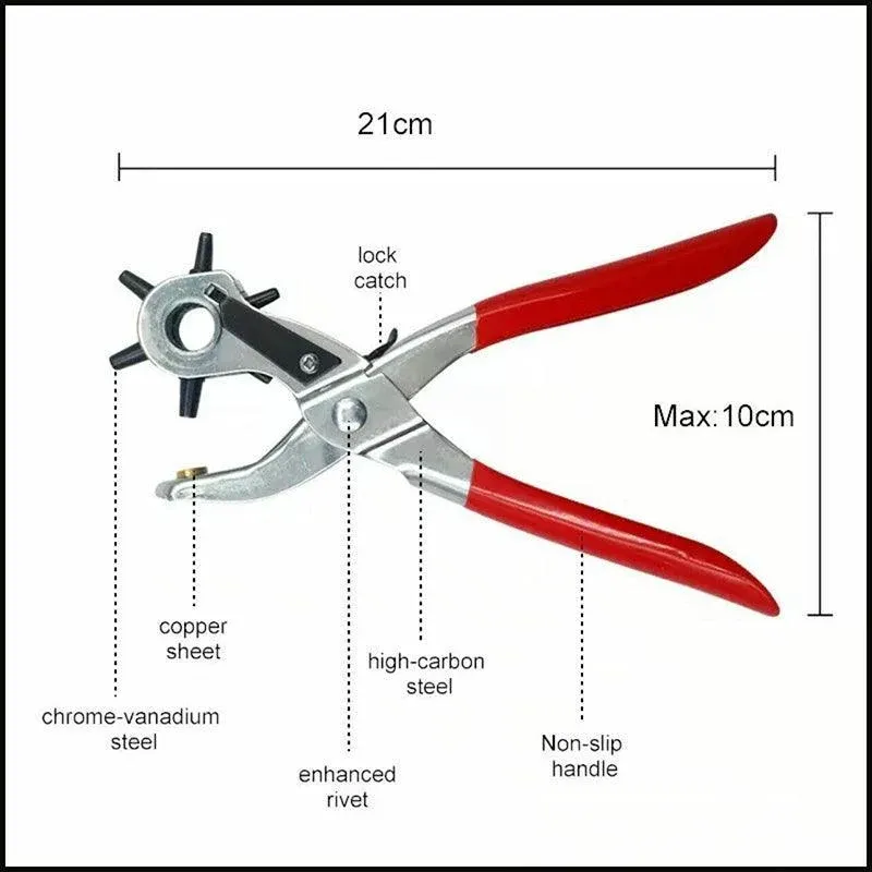 Rotating Leather Hole Punch Plier 2-4.5mm 6 Size for Belt Strap Card Craft view 3